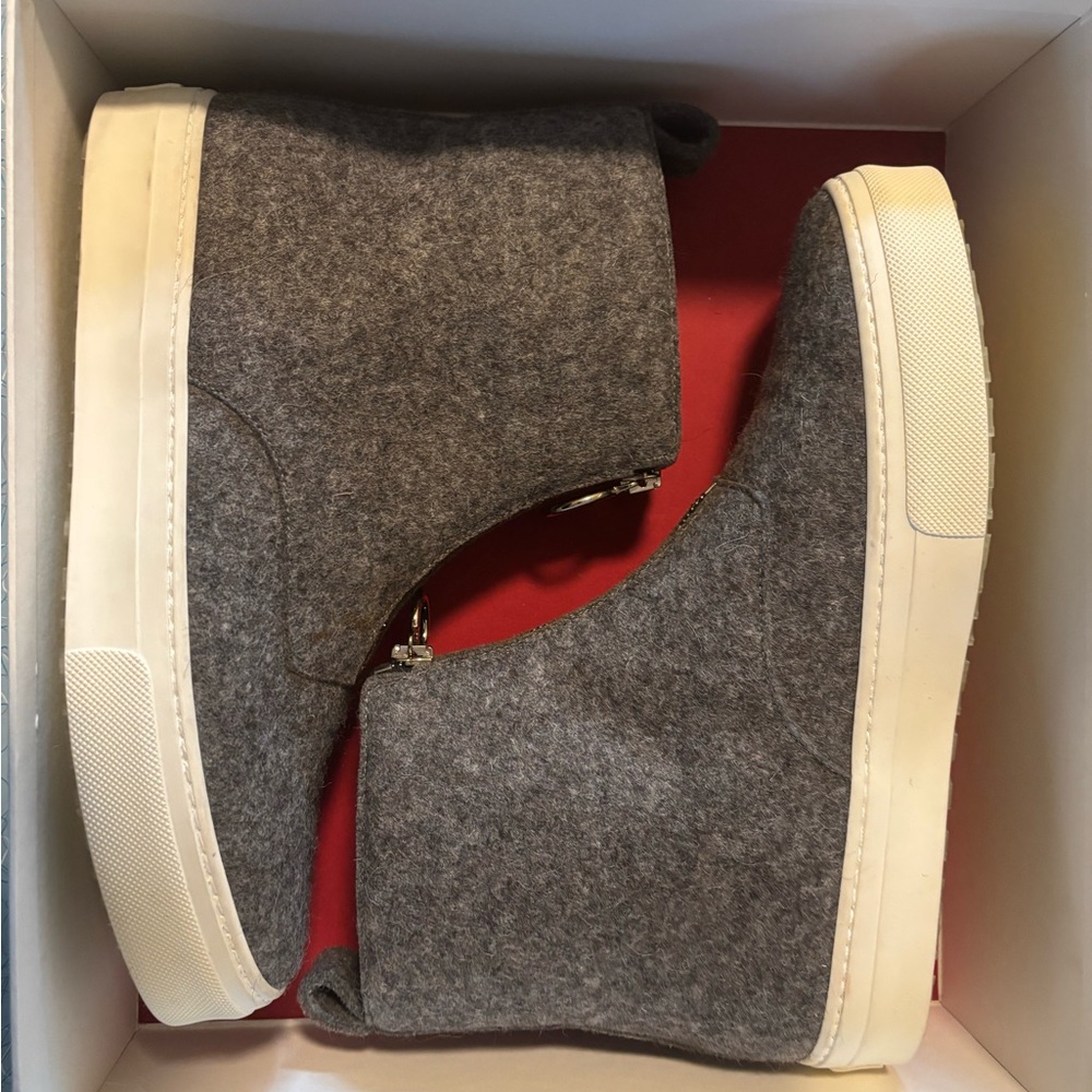 Celine Gray Wool Felt High-Top Sneakers with White Soles - 7.5 never worn